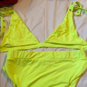 Neon high waisted flattering bikini